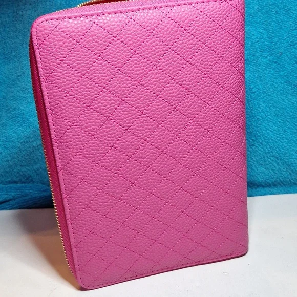 A6 Personal Binder, A6 Cash Stuffing Wallet Quilted Hot Pink Zipper Planner NEW - Picture 6 of 7